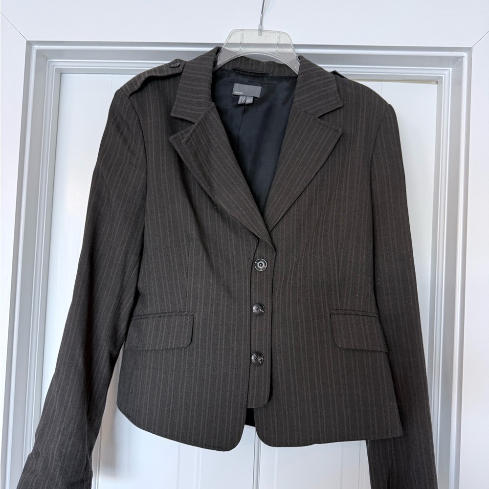 Mexx Women's Dark Pinstripe Blazer - Brown/black